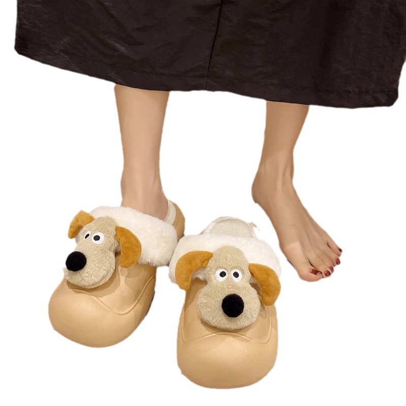 😻Dép Bông cotton Đi Trong Nhà Chống Trượt Hình Chú Chó Hoạt Hình Dễ Thương Thời Trang Thu Đông