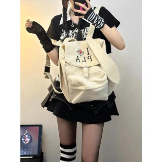  Trong kho Ba lô Tai thỏ nhung chồn thêu Ba lô dung tích lớn 