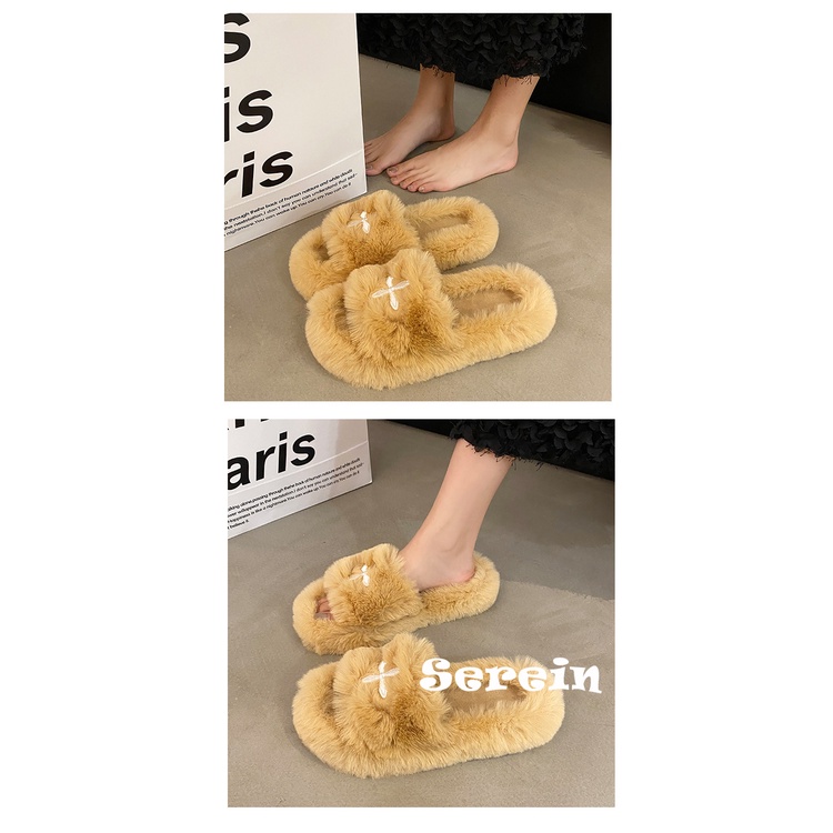 Serein  dép lông dép bông Đế Dày dép quai hậu đế cao 2023 hot trend Lịch sự Tự tin Cá tính Đa dụng FMR23B0MS8 46Z231116