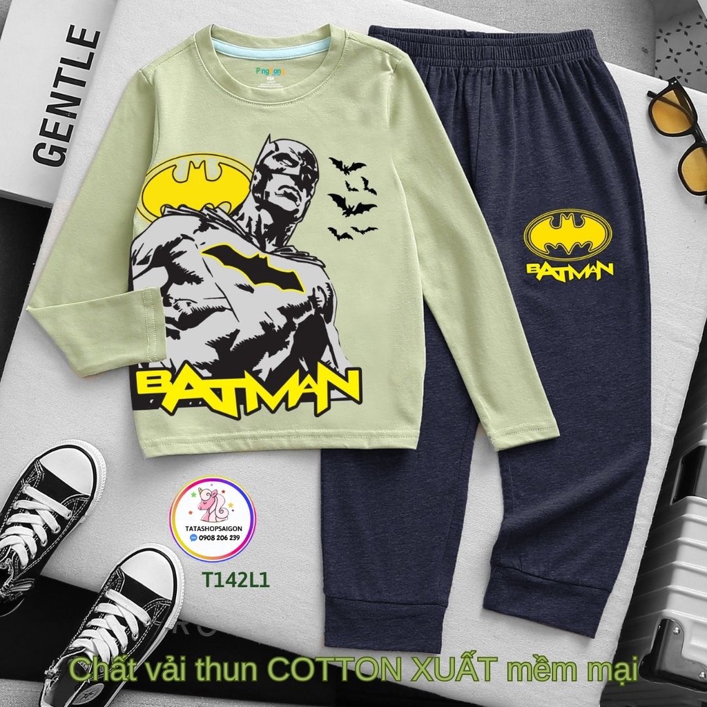 13 đến 40kg Bộ bé trai dài tay thun cotton xuất in hình xe hoạt hình cho bé trai T142