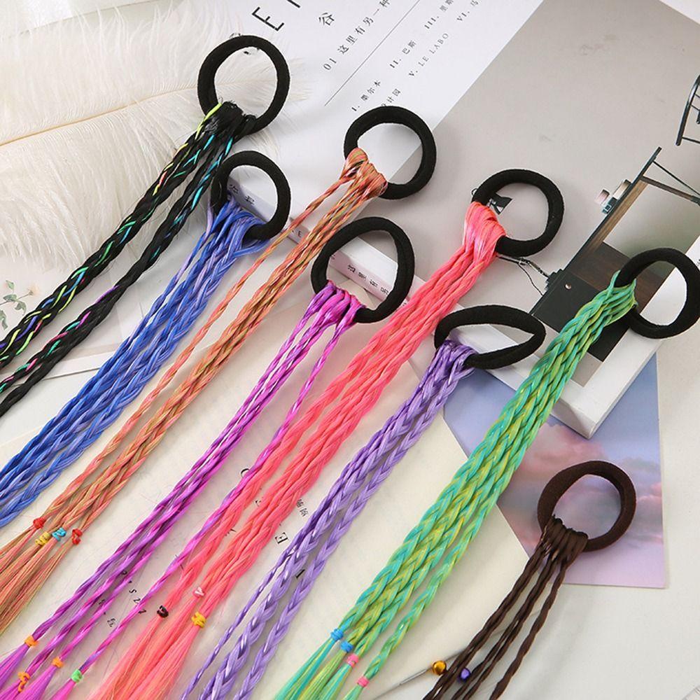 Susvn 2 cái tóc giả bím tóc, dây buộc tóc băng đô đàn hồi tóc giả tóc đuôi ngựa, vòng tóc tái sử dụng tóc trang trí màu gradient dây buộc tóc đuôi ngựa trẻ em