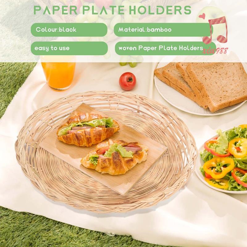 Giá Đỡ Đĩa Giấy Bằng Tre Hình Tròn 10 inch Có Thể Tái Sử Dụng Tiện Lợi Dành Cho Tiệc Dã Ngoại xiu988