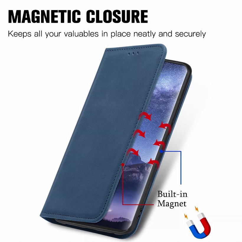 Phù Hợp Bao Da Điện Thoại Dạng Ví Màu Trơn Hít Nam Châm Cho samsung a54 5g a14 a15 a52 a53 Ốp