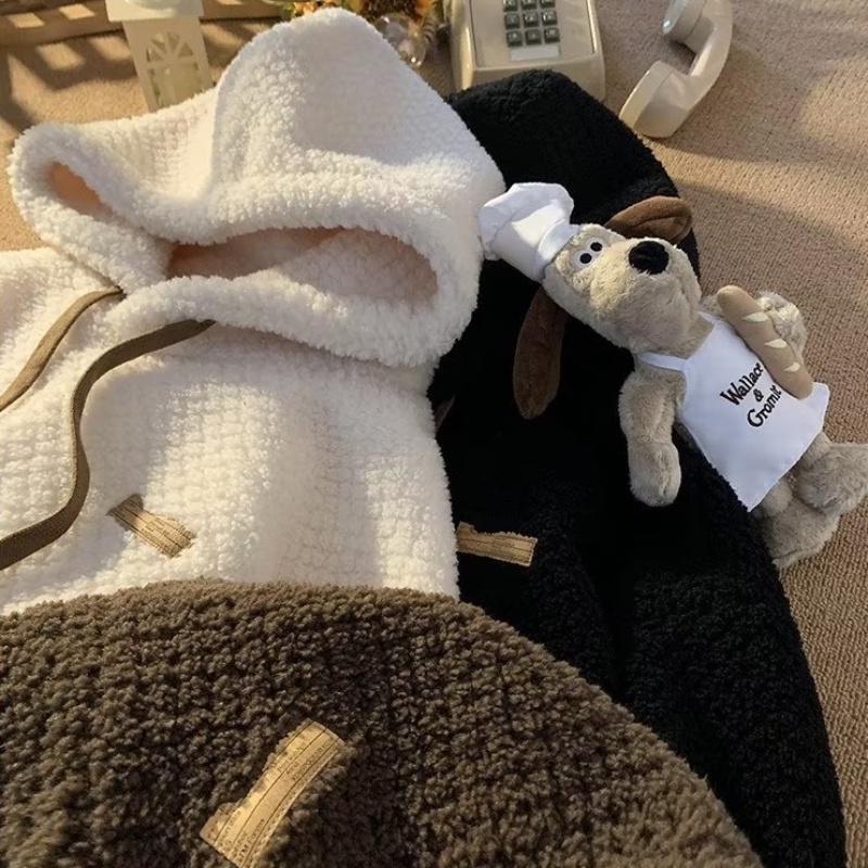 Áo Hoodie Lông Cừu Dày Dặn Dáng Rộng Thời Trang Thu Đông Hàn Quốc Cho Nam Giới