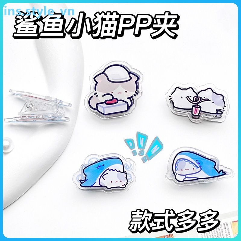 Kẹp Tài Liệu Acrylic Hai Mặt Cá Mập/Hamster Hoạt Hình Cho Văn Phòng ins.style_vn