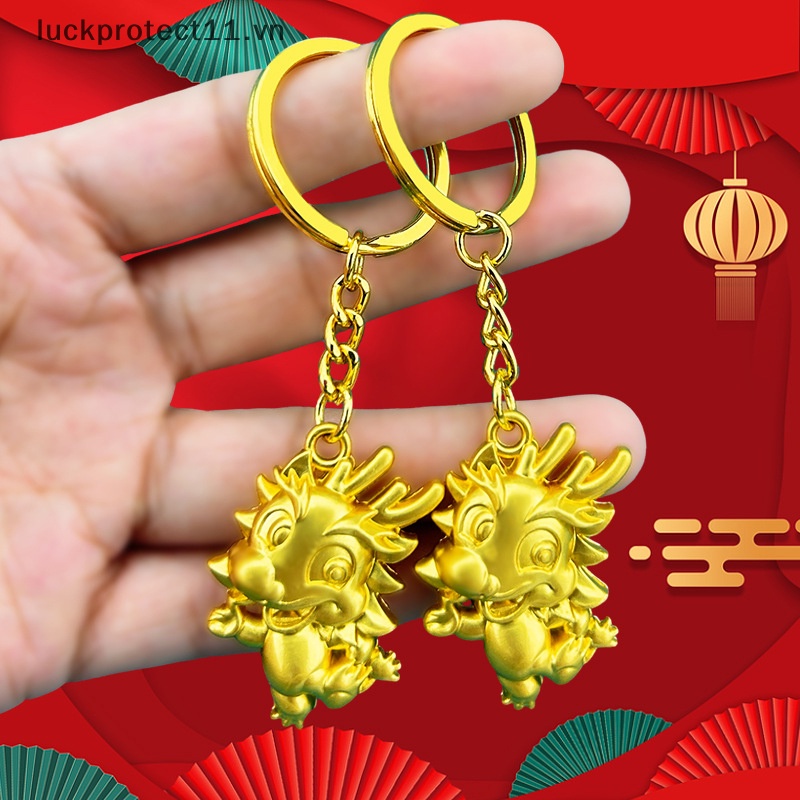 Móc Khóa May Mắn Năm Mới # 2024 Hình Rồng Vàng Kiểu Trung Hoa