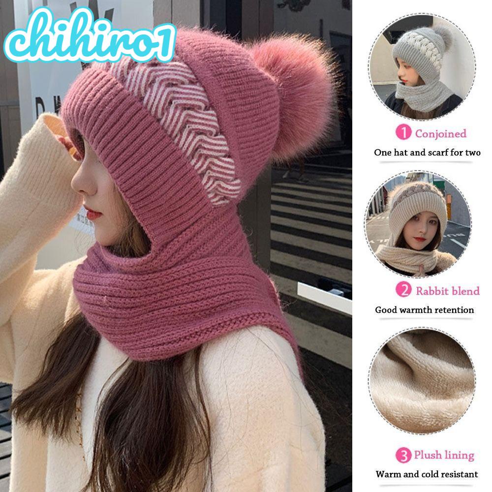 Chihiro1 Mũ Trùm Đầu Tích Hợp Khăn Choàng Chống Gió Giữ Ấm Tai Thời Trang Mùa Đông Cho Nữ