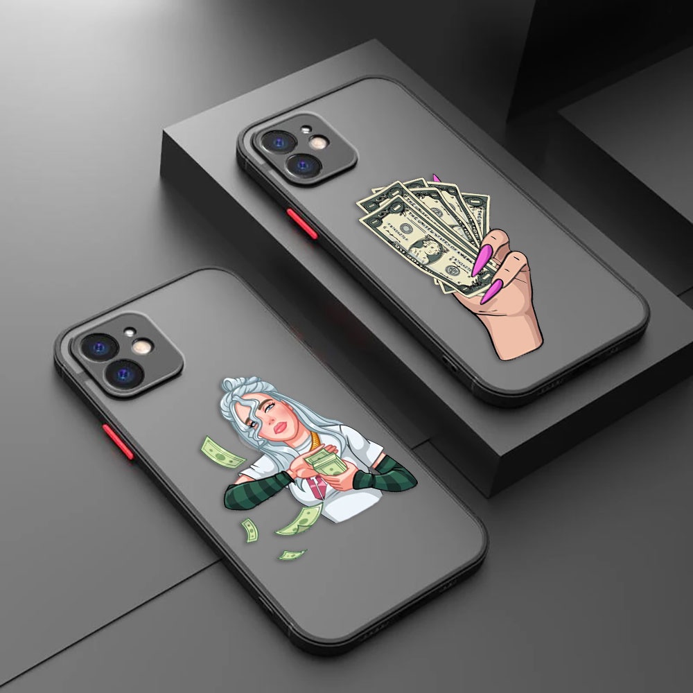 Cô Gái Có Tiền Mặt Đô La Da Như Điện Thoại Di Động Ốp Lưng Apple iPhone 15 14 13 12 Mini 11 XS X Pro