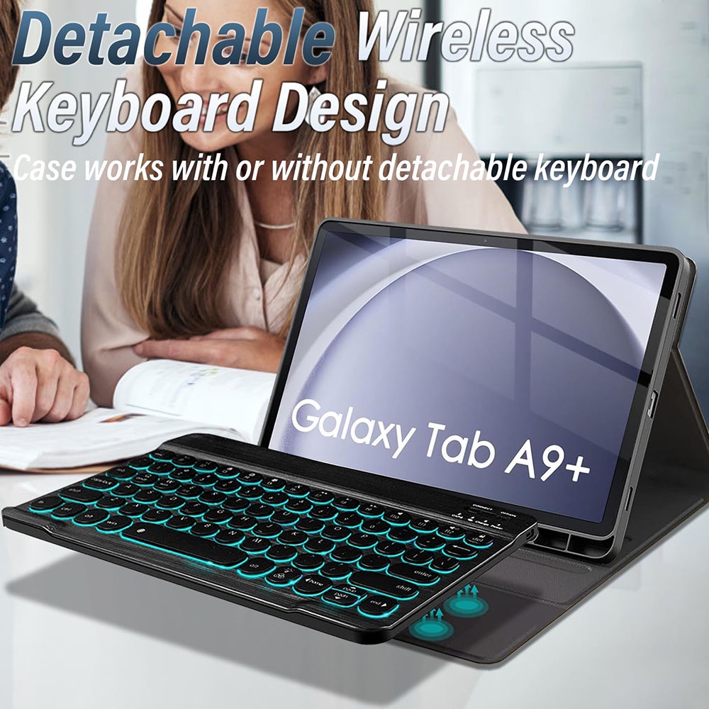Bao Da Máy Tính Bảng Kèm Bàn Phím Không Dây Cho samsung tab a9 plus 11 inch 2023 7 Màu galaxy tab s9 / s9 fe / s8 / s7 tab s6 lite tab a8 10.5
