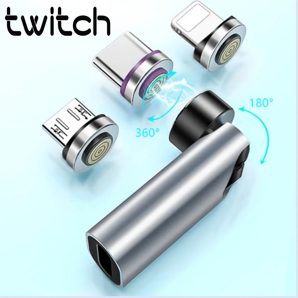 Twitch Đầu Chuyển Đổi Từ Tính 3 Trong 1 Cổng usb c Sang micro / type c / los Sạc Nhanh 540 Độ Cho samsung huawei 5a