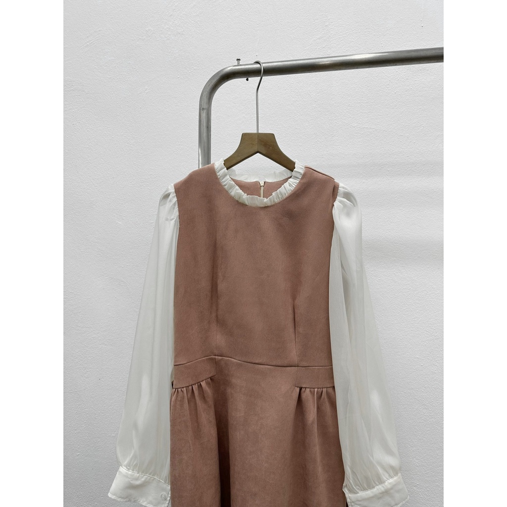 Váy nhung chéo phối cổ bèo tay tơ óng dáng dài V822 SUSSTORE