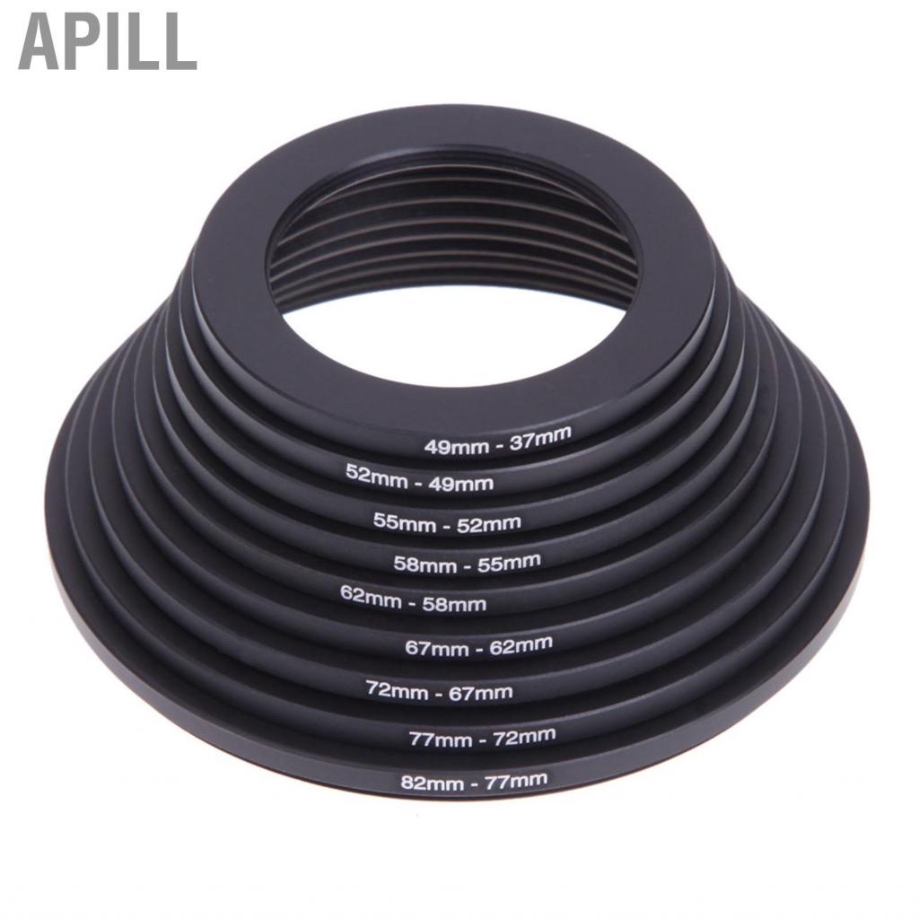 Apill 18 Piece Filter Ring Adapter Set All Metal Camera Lens Kit