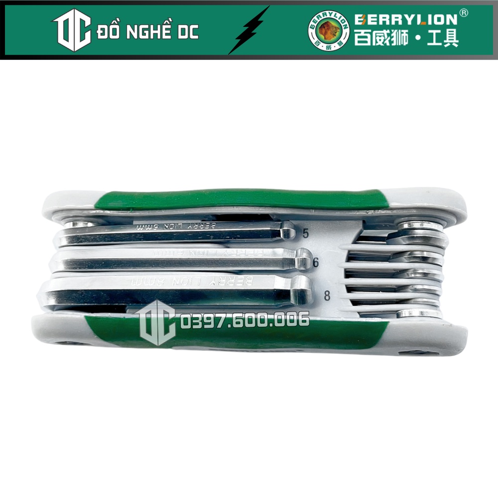 Bộ Lục Giác Đầu Bi, Lục Giác Gấp, Lục Giác Xếp Bi 062104018 Berrylion, chất liệu thép CR-V, độ bền cao, chống gỉ sét -HP