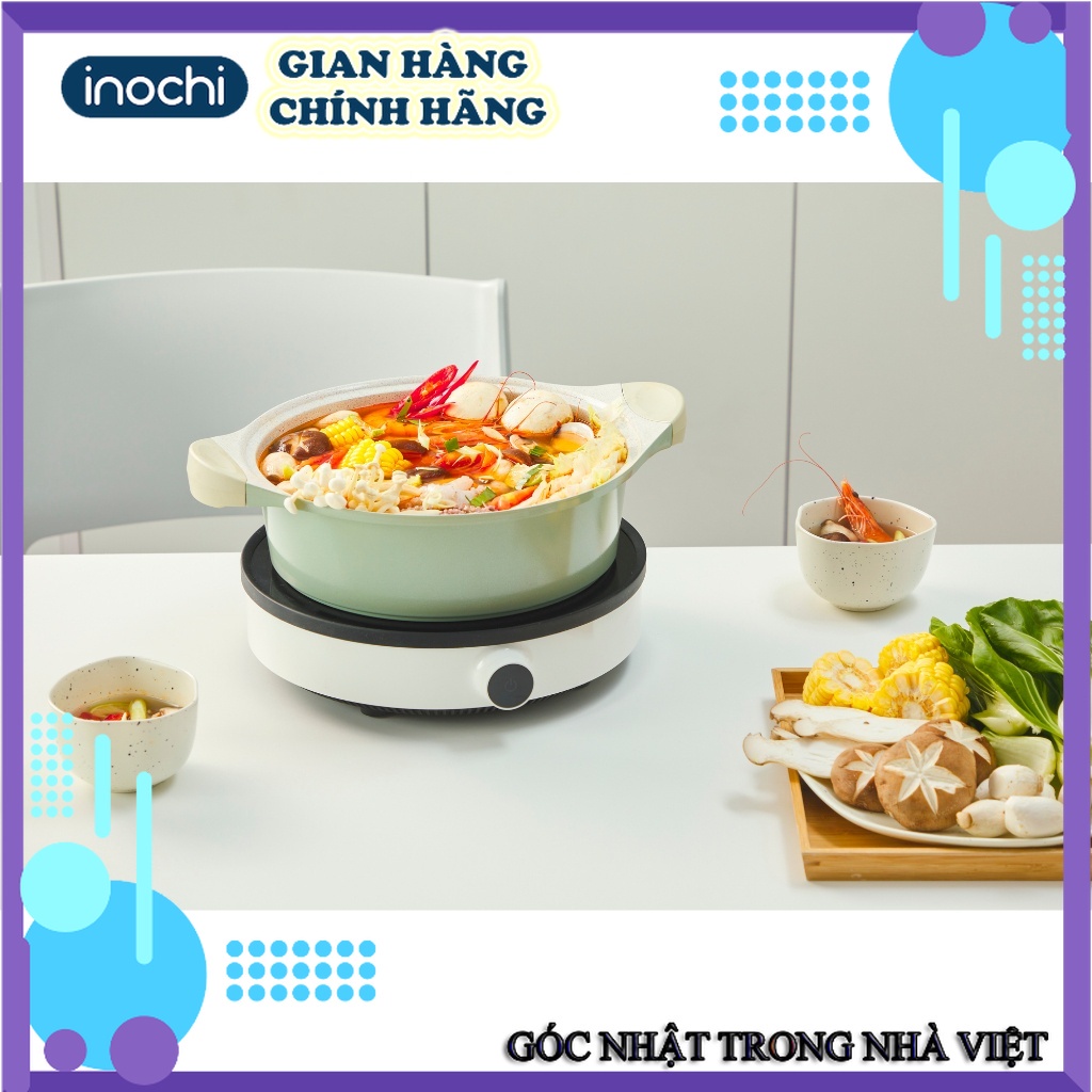 Nồi vân đá Omi Simple 24cm (thân thấp) - 28cm (thân cao) - Chính hãng inochi - Chất liệu nhôm đúc nguyên khối cao cấp