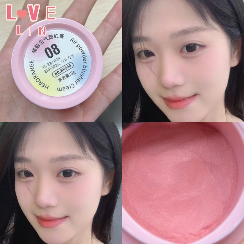 Herorange ~ Phấn Má Hồng Dạng Kem Cảm Giác Khí Bướm Màu Tím Tự Nhiên Sáng Da Cho Nữ