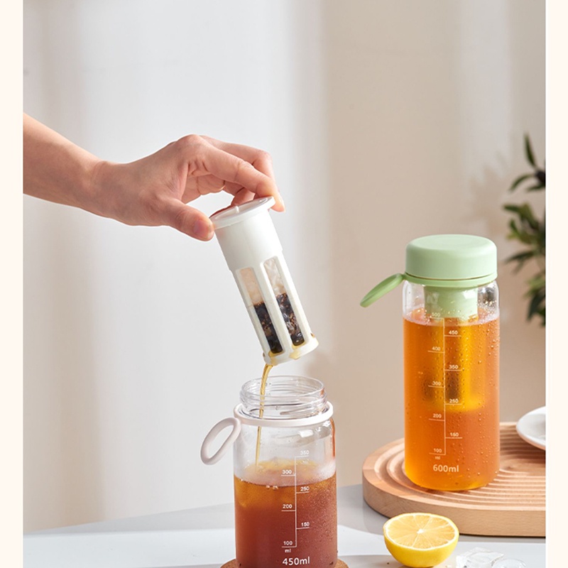 600ML Chiết Xuất Lạnh Cà Phê Nhựa Trong Suốt Cà Phê Với Iifting Dây Hoạt Hình Cà Phê Cốc Uống Nước