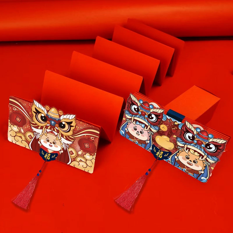 Bao Lì Xì Năm Mới Màu Đỏ Họa Tiết Hoạt Hình Phong Cách Trung Hoa