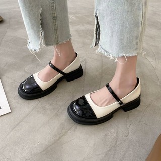Giày mary jane Da Mũi Tròn Đế Dày Phong Cách Thời Trang retro 2023 Dành Cho Nữ