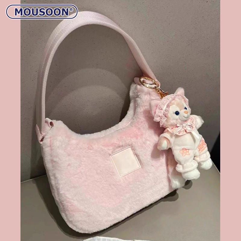 MOUSOON Mới Túi đeo dưới cánh tay Bằng Lông Thỏ Phong Cách Hàn Quốc Thời Trang