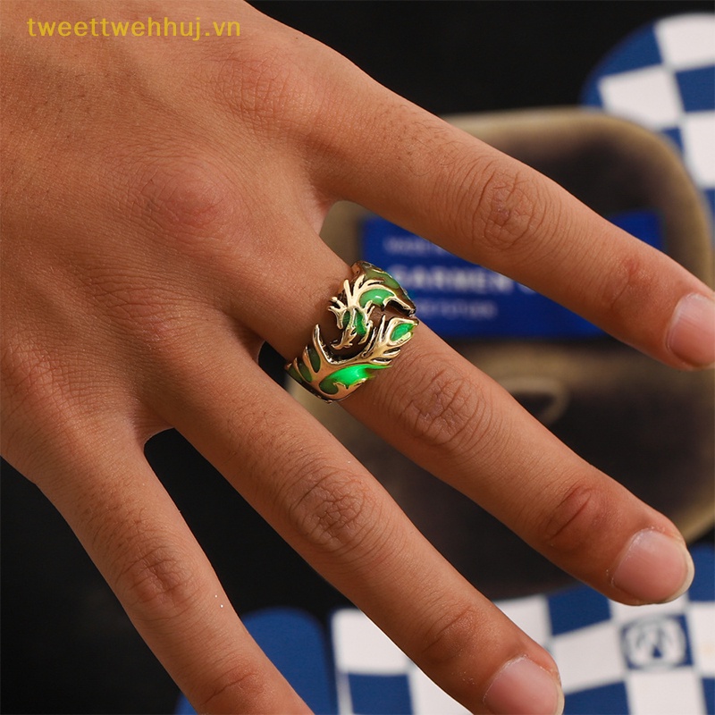 Tweehuj Nhẫn Dạ Quang Dạng Mở Hình Rồng Bay Có Thể Điều Chỉnh Trang Sức halloween Thời Trang Cho Nam vn