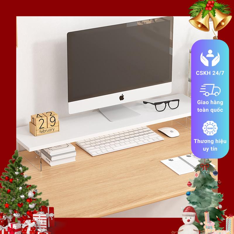 Kệ Để Laptop, Màn Hình Máy Tính Có Đèn LED RGB Nháy Theo Nhạc Chân Mica Trong Mặt Gỗ MDF Để Bàn Chống Gù Lưng Cận Thị