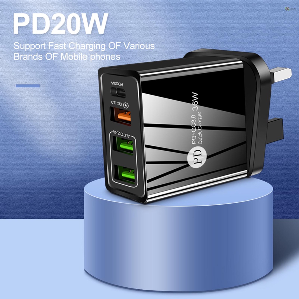 Giắc Chuyển Đổi 36w pd Sạc Nhanh f-Pace f-ast Với 3 Cổng Sạc usb Dùng Khi Đi Du Lịch
