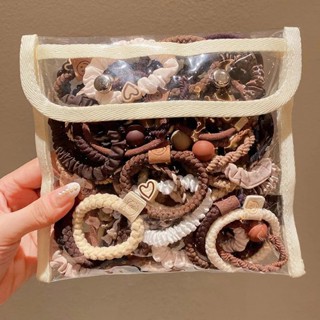 Set 10 Dây Buộc Tóc Cao Su Co Giãn Tốt Thiết Kế Đơn Giản Cho Nữ