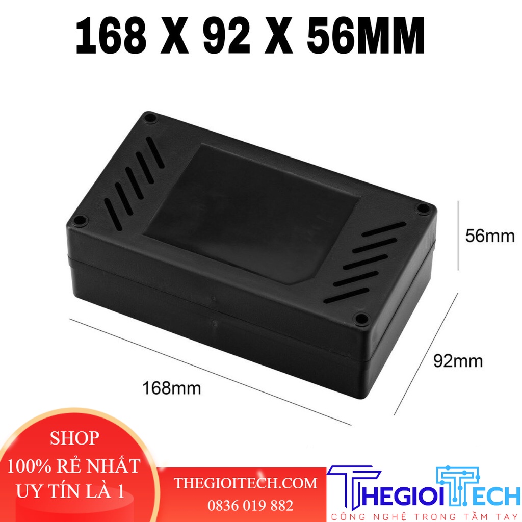Hộp 168x92x56mm tặng kèm ốc vít - Hộp nhựa đựng mạch điện tử - Đen
