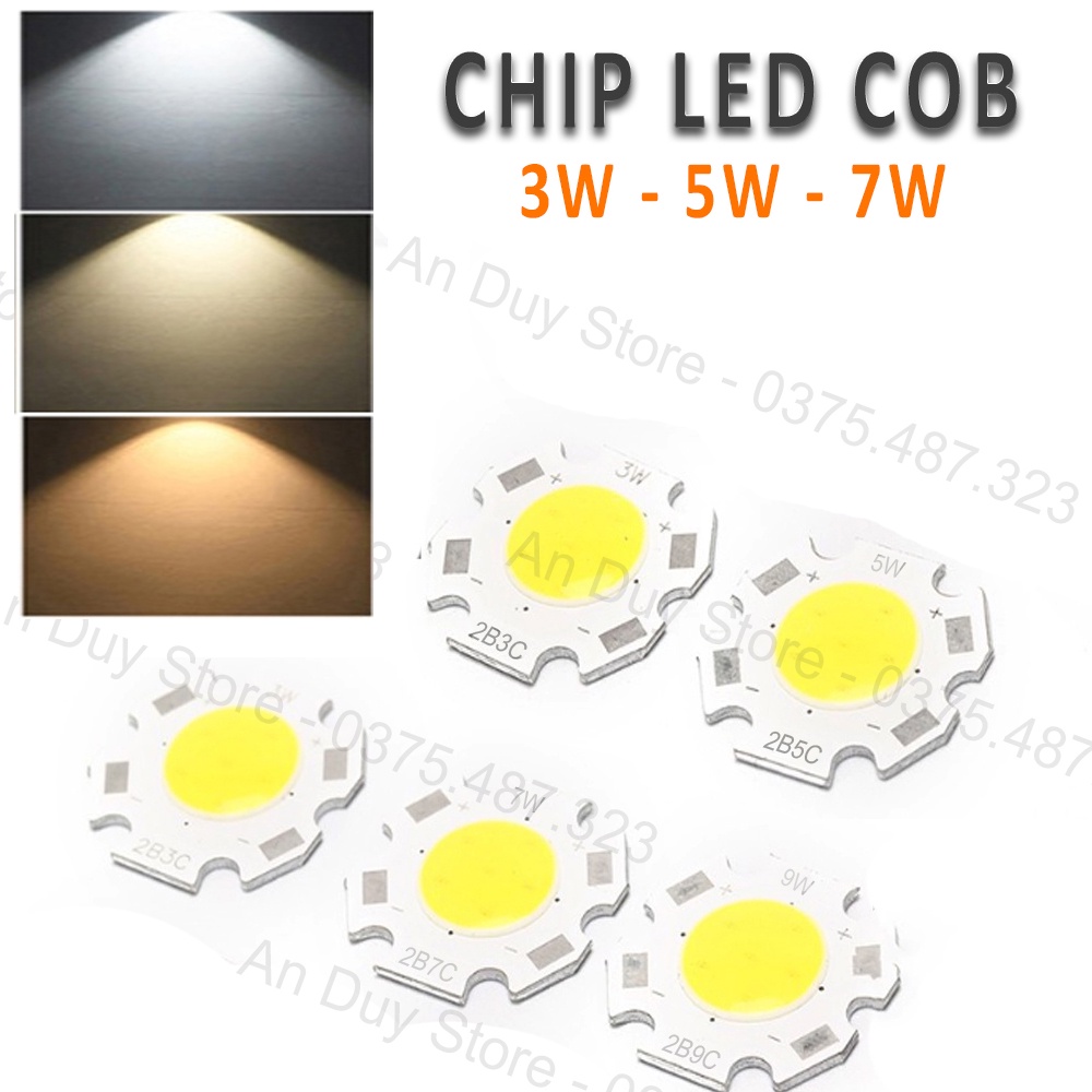 Nhân Led COB, Mắt LED siêu sáng 3W, 5W, 7W, Bóng đèn rọi âm trần
