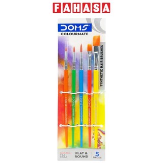 Bộ 5 cây cọ vẽ tổng hợp flat & round - doms colormate 8339