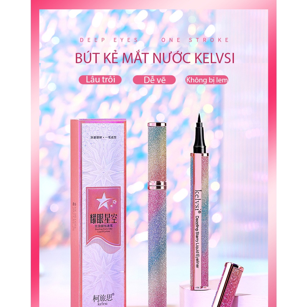 Bút kẻ mắt eyeliner Kelvsi chính hãng cao cấp chống nhòe, nhanh khô, bút kẻ mắt nước đầu siêu mảnh