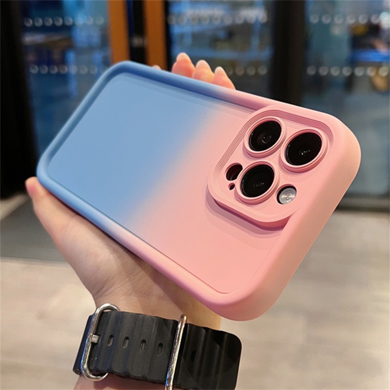 Phù Hợp Ốp Điện Thoại Silicon Mềm Chống Sốc Màu gradient Cho iphone 11 pro max 12 13 14 15promax x xr xs 8 7 plus ayx4
