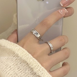 Set 2 Nhẫn Cặp Đính Đá zircon Thời Trang Cho Cặp Đôi