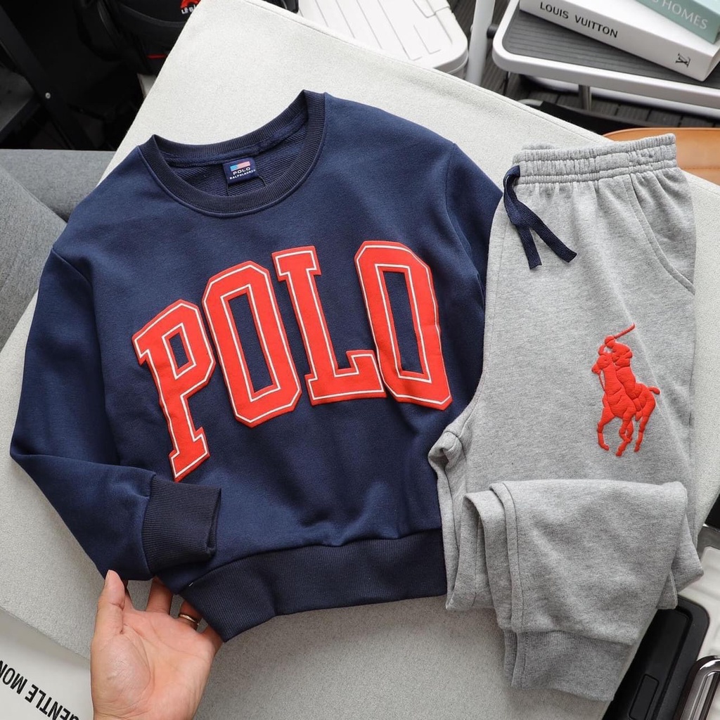 T956 - BỘ NỈ BÉ TRAI SIZE ĐẠI POLO ÉP NỔI