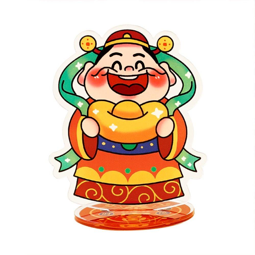 Mmluck god of Giàu Có Giá Đỡ Mô Hình Thần Tài Dễ Thương Sáng Tạo Phong Cách Trung Hoa Làm Quà Tặng / Mô Hình Đồ Chơi Để Bàn May Mắn Năm Mới