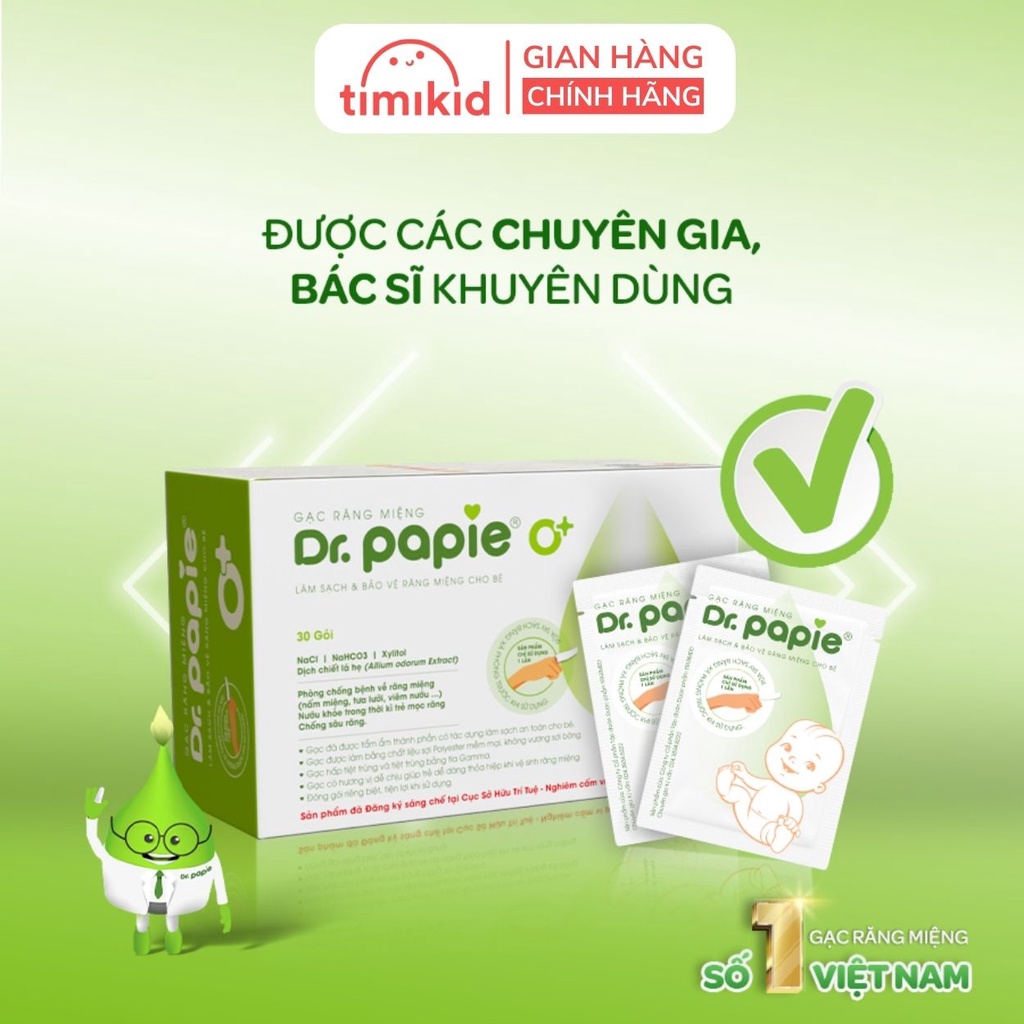 Gạc rơ lưỡi Dr Papie chính hãng, hộp 30 gói