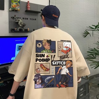 Áo Thun Cổ Tròn In Họa Tiết Hoạt Hình Phong Cách hip hop Đường Phố Hàn Quốc Thời Trang unisex Cỡ Lớn m-5xl