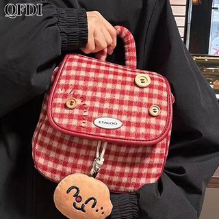 QFDI Ba Lô Du Lịch mini Siêu Nhẹ In Họa Tiết Ca Rô Màu Đỏ Mới Dành Cho Bạn Nữ