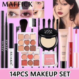 14 Bộ Mỹ Phẩm Trang Điểm Phấn Mắt Bảng Phấn Mắt 9 Màu Phấn Phủ Kẻ Mắt Chống Thấm Nước Mascara Lip Glaze Blush Bộ Cọ Trang Điểm 7 Chiếc Son Môi Kem Bb Bộ Trang Điểm Lâu Trôi 【bluey】