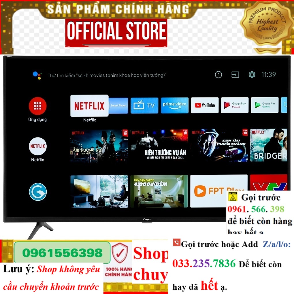 [Hãng] Android Tivi Casper 43 inch 43UGS611 giá rẻ .