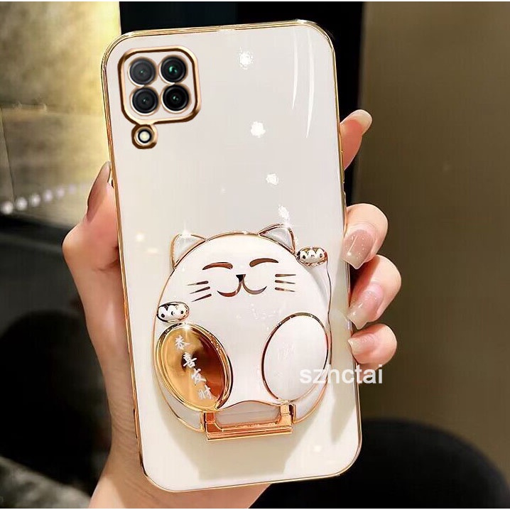 Ốp Lưng Điện Thoại samsung a12 a22 m12 m22 Ốp Lưng Điện Thoại Có Giá Đỡ Mèo May Mắn Gong Xi Fa Cai s