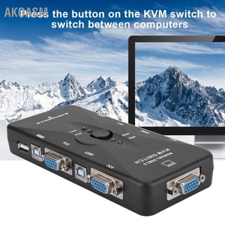 AKOASM 4 Cổng USB 2.0 KVM VGA/SVGA Màn Hình Hub Máy Tính Hộp Chuyển Đổi Adapter Thiết Bị Cho Bàn Phím Mou