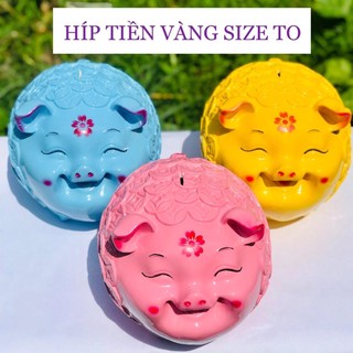 Heo đất/lợn đất híp tiền vàng | size to | decor | ống tiết kiệm tiền | kèm ảnh thật