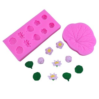 Khuôn Silicone Nhấn Đất Sét Hình Lá Sen