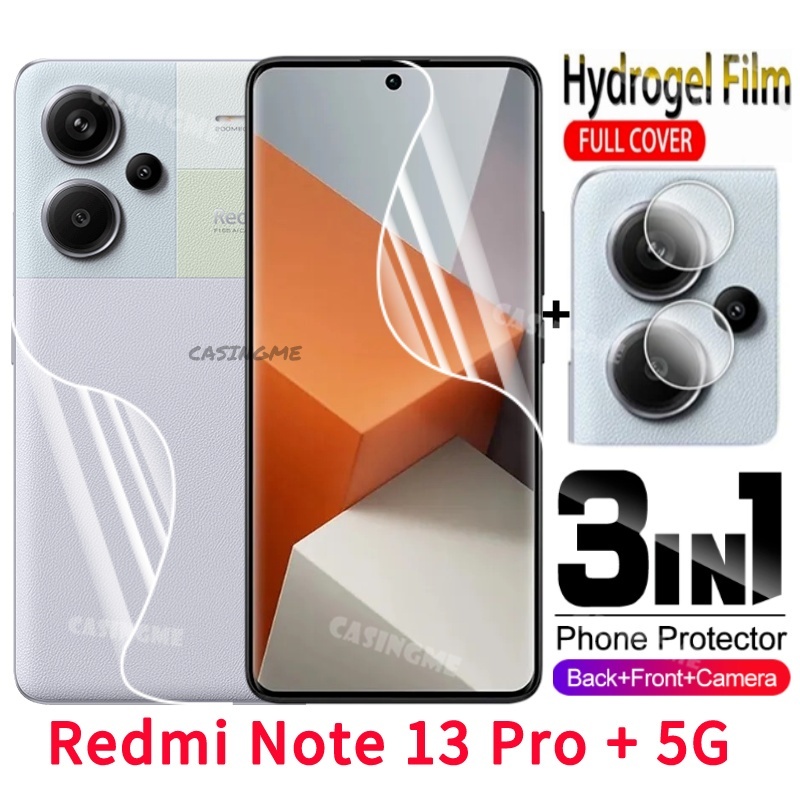 Kính Cường Lực Hydrogel 3 Trong 1 Bảo Vệ Camera Cho Redmi Note13Pro + 5G Note 13 Note13 13pro + Pro 
