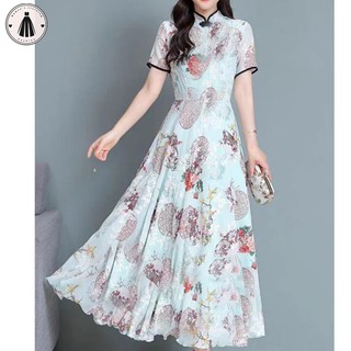 Váy lụa hormoo váy lụa dâu tằm hoa nữ