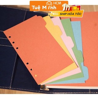 Bộ 5 tab phân trang A5/B5 màu Pastel bìa cứng, tab bìa mục sổ còng binder