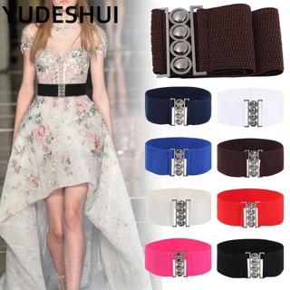 YUDESHUI Dây Thắt Lưng Bản Rộng Co Giãn Nhiều Màu Sắc Có Khóa Kim Loại Phong Cách Cổ Điển Thời Trang Cho Nữ