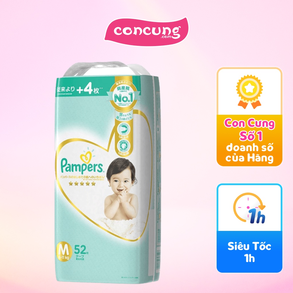 Tã dán Pampers Nhật Bản new size M 6-11kg 52 miếng