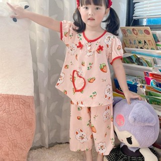 TL24 - Đồ Bộ Tole Lanh Áo Tay Bồng Phối Viền Màu Quần Lửng Size 9-37kg Hoạ Tiết Dễ Thương